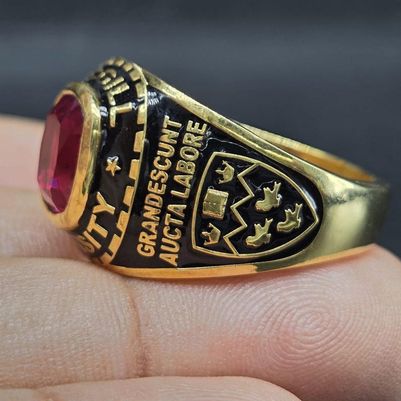 Vintage High School Class Ring 1976 Mcgill Graduation Ring With Pink ...