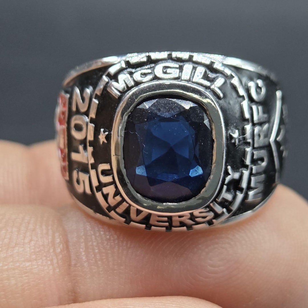 Men’s Blue Stone Class Ring, Gold University Ring 2026, Graduation Ring ...