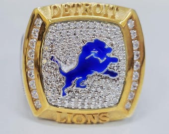 Detroit Lions Meisterring Replik Gold 925 Silber Überzug Geschenk Individuell Diamant Stil Sammler NFL Fussball Sport Ring für Männer Frauen