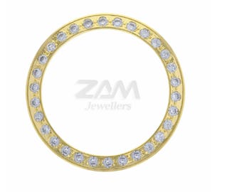 Gelbgold Finish Moissanite Lünette für 26 MM DateJust Uhr 76183 76188 76193 Modell handgefertigt von ZamZam Jewellery Art