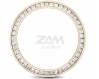 2ct Princess Cut 28 MM Moissanite Lünette für Datejust, Präsident Uhrenmodell in Gelbgold-Finish von ZamZam Jewellery Art