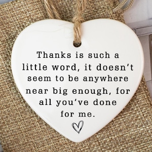 Thank You Keepsake, Personalized Thank You Gift, Gift to Say Thank You, Ceramic Heart Keepsake, Thank You Present, Ceramic Ornament