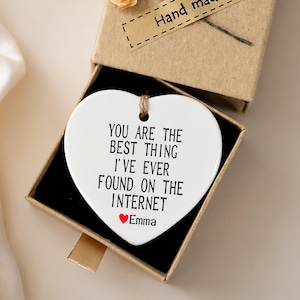 Personalized Love Heart Keepsake Gift,Handmade Ceramic Heart Ornament for Boyfriend Girlfriend Wife Husband, Romantic Anniversary Gift