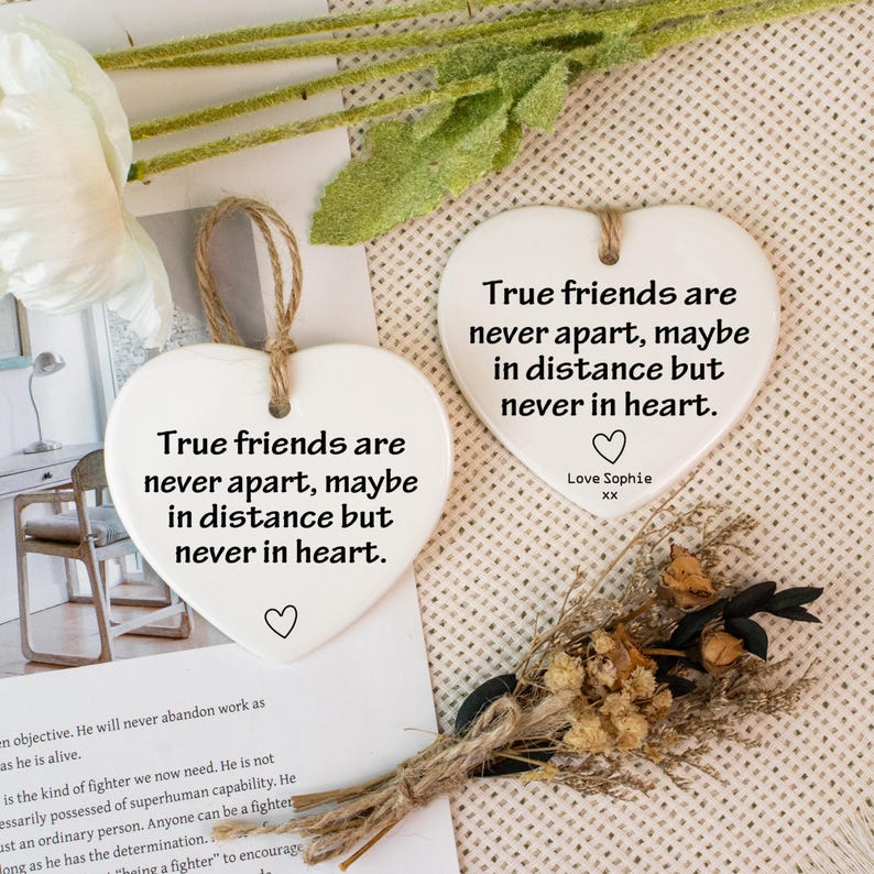 Gift for Best Friend, Long Distance Friendship Gift, Ceramic Heart, True Friends Are Never Apart, BFF Gift, Personalized, Thinking of You image 3