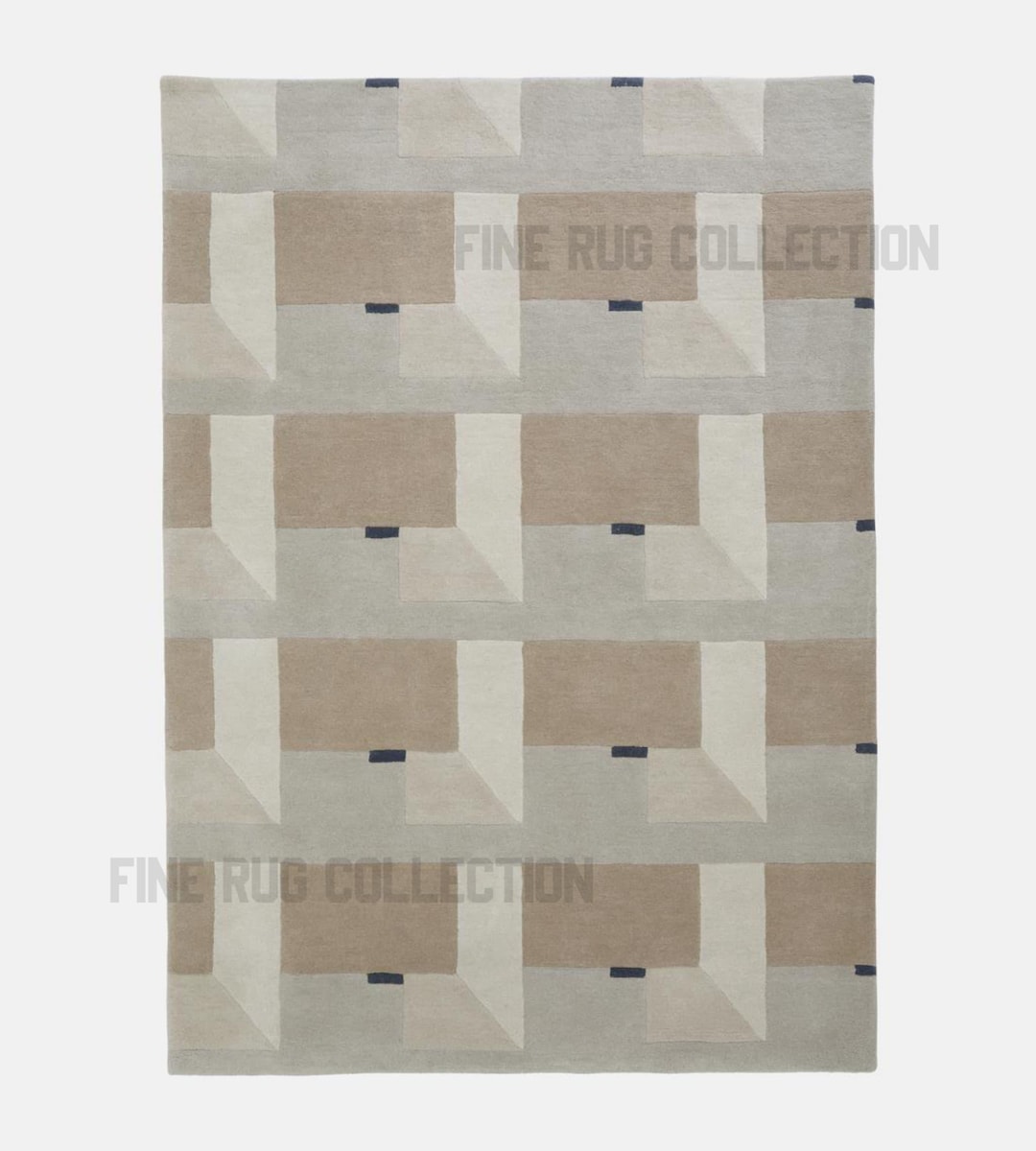 Hand Tufted Modern Neutral Wool Rug|beige Greay & Navy Geometric ...