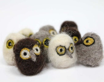 Teeny owl chick, needle felted