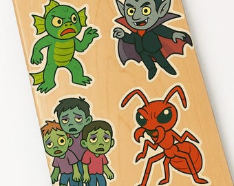 Hoja de pegatinas imprimibles de Cryptid: pegatinas de monstruos adorables, descarga digital (8,5 x 11)