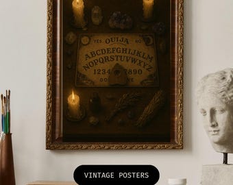 Lámina artística de tablero de espíritus góticos: decoración de pared de witchcore ocultista oscuro