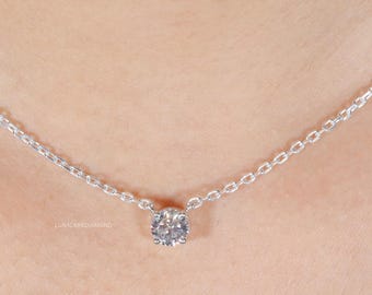 Brilliant round moissanite necklace diamond alternative solitaire pendant luxury minimal jewelry for women wedding anniversary Gift For Her