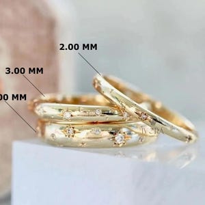Vintage Starburst Wedding Band For Her Gold Plated Moissanite Band Gift His Her Wedding Ring Alternative Wedding Band Celestial Wedding Ring