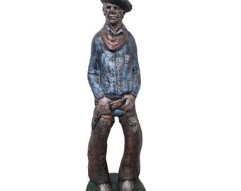 15"x5" Plaster Western GunSlinger Old Timer Cowboy Statue Sculpture Art Gunsmoke
