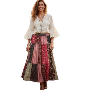 Vintage Sag Harbor Patchwork Bohemian Womens size Medium Cottagecore  Maxi Skirt
