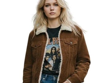 Y2k Vintage Abercrombie & Fitch Women Small Corduroy Trucker Indie Sleaze Jacket