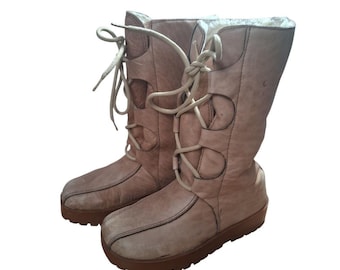 Y2k Vintage Garmont Sherpa Womens sz 7 Leather Platform Lace Chunky Boots Italy