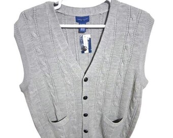 Y2k Vintage Towncraft Mens XL Preppy Academia Professor Grandpa Cardigan Vest