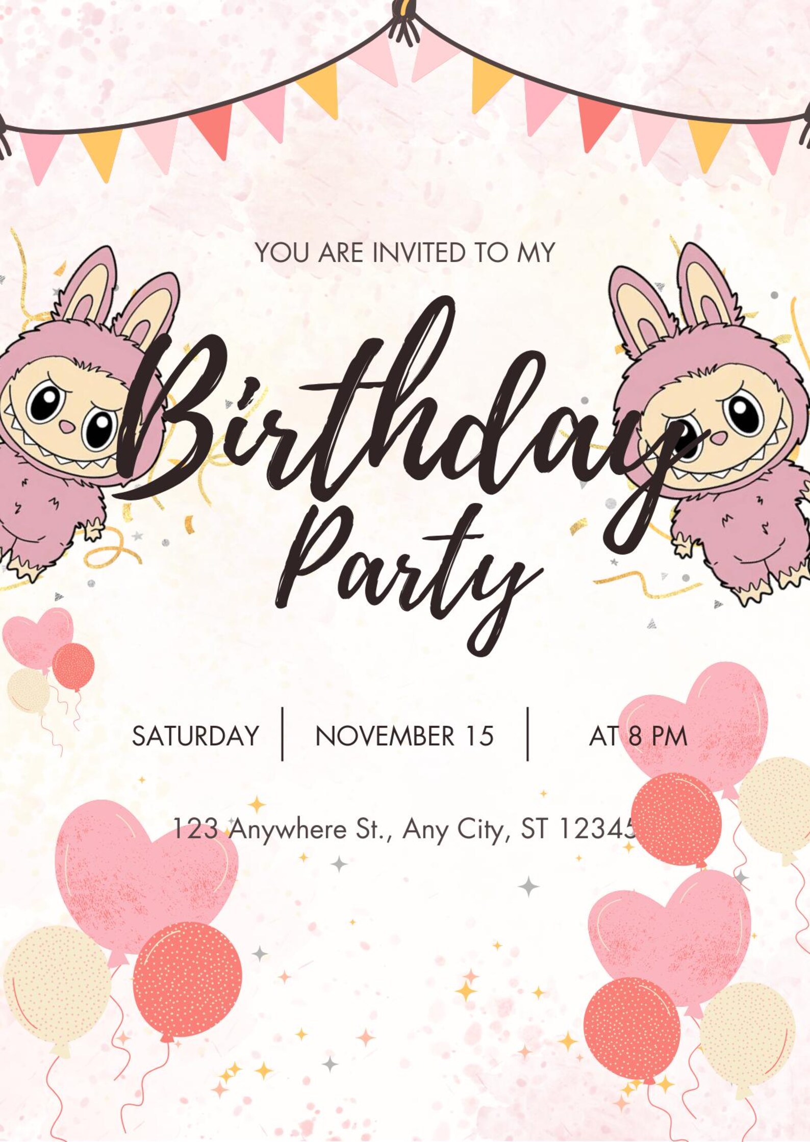 Labubu Invites Labubu Invitation Card Design - Etsy