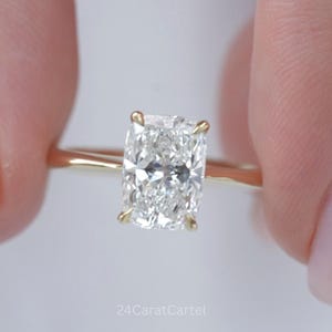 4 CT Elongated Cushion Cut Moissanite Solitaire Ring In 10K 14K 18K Solid Gold | Engagement Ring | Unique Promise Anniversary Gift For Her