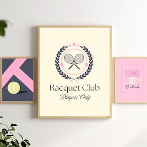 Tennis Wall Art - Racquet Club - Pink and Neutral