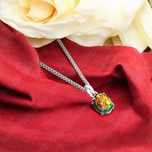 Natural Ethiopian Black Opal Pendant 925 Sterling Silver Opal Necklace  | High Fire Opal Cabochon Necklace | October Birthstone Jewelry Gift