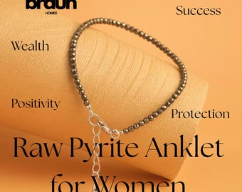 Raw Pyrite Stone Anklet, Certified Original, Women's Leg Bracelet