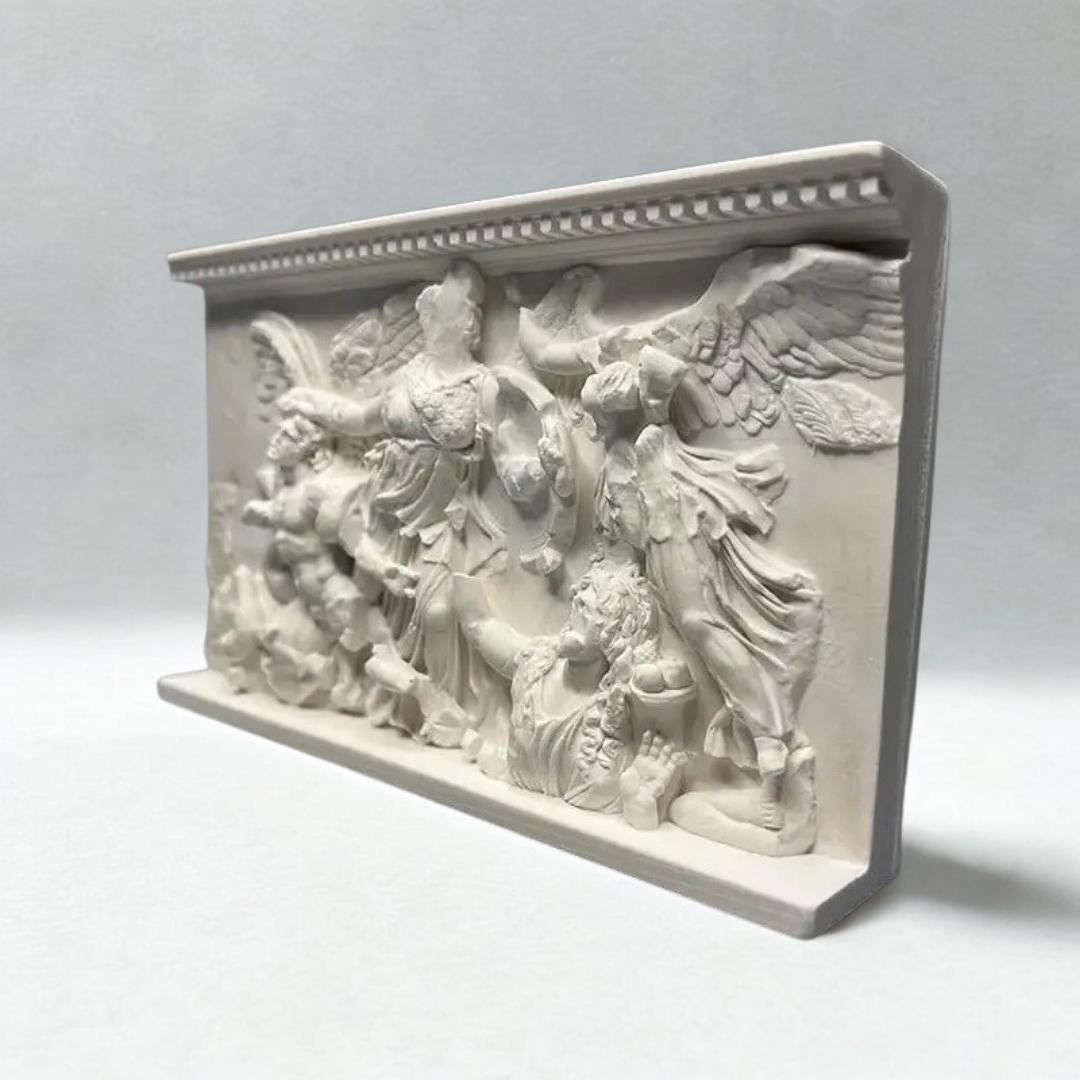 Greek Renaissance Angel & Giant Relief | Plaster Wall Sculpture Niche Decor