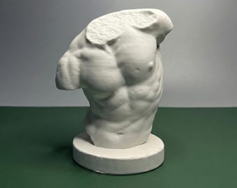 Bodybuilder Plaster Sculpture | Half Body Art Statue Desk Decor