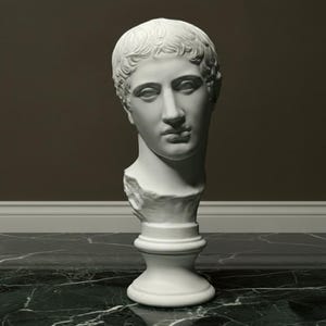 Mediterrane Jugend Skulptur aus Gips | Minimalistische Schreibtisch Statue | Handgefertigtes Gips Kunst Figur Sammlerstück