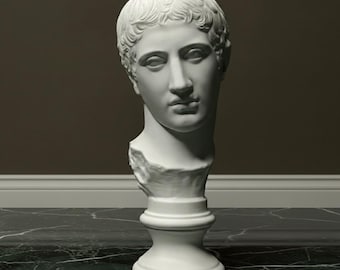 Mediterranean Youth Plaster Sculpture | Minimalist Desk Statue | Handcrafted Gypsum Art Figurine Collectible