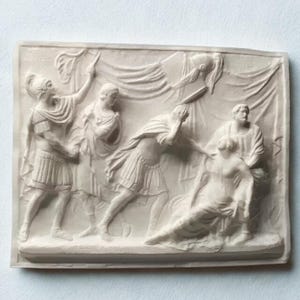 Ancient Roman Man & Woman 3D Relief Statue | European Plaster Wall Art – Classical Home Decor
