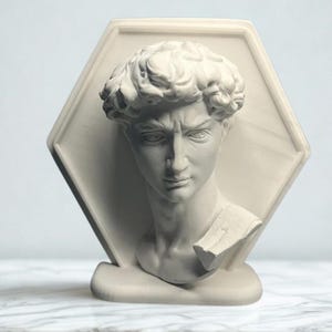Mini David Plaster Statue | Michelangelo Bust Desk Decor & Art Ornament