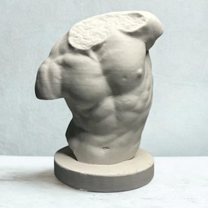 Bodybuilder Plaster Sculpture | Half Body Art Statue Desk Decor