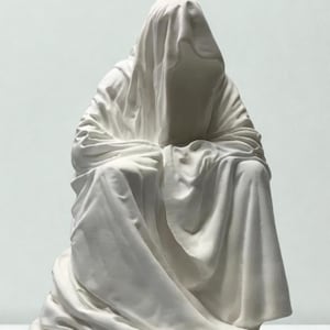 Mysterious Robed Man Statue | Plaster Figure Art Decor for Desk or Shelf