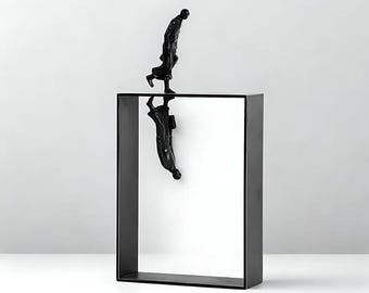 Minimalist Metal Character Sculpture | Abstract Reflection Figurine | Modern Desk Ornament Home Decor