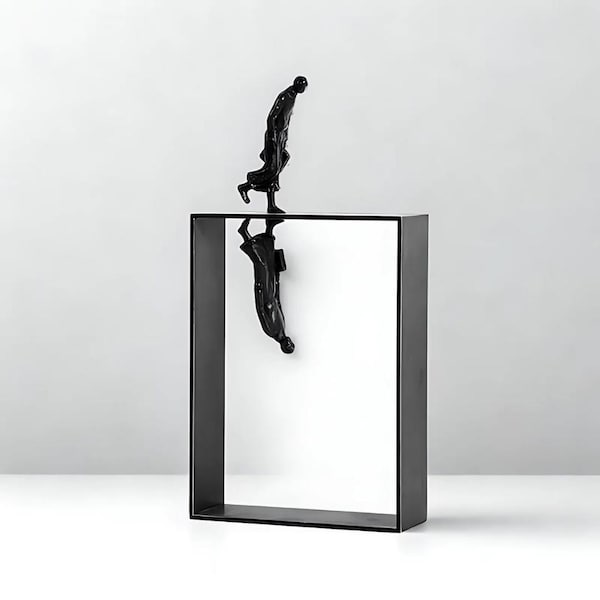 Minimalist Metal Character Sculpture | Abstract Reflection Figurine | Modern Desk Ornament Home Decor