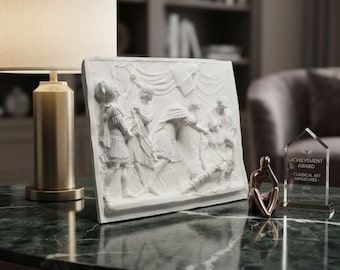 Ancient Roman Man & Woman 3D Relief Statue | European Plaster Wall Art – Classical Home Decor