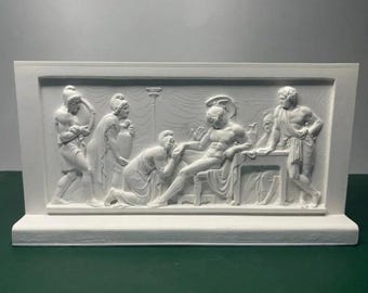 Danish Museum Relief Sculpture | Modern Plaster Wall Art & Desk Ornament