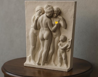 Cupid & Goddess Statue | Romantic Gypsum Sculpture Angel Home Decor Gift