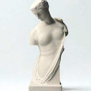 Vintage Greek Bust Sculpture: White Gypsum Plaster Statue, Home Decor