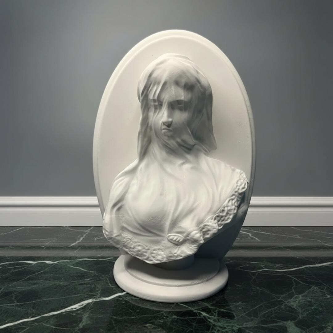 Nordic Plaster Woman Bust Statue: Veiled Female Sculpture - Etsy