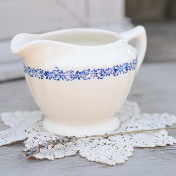 Ivory Creamer with Blue Transfer