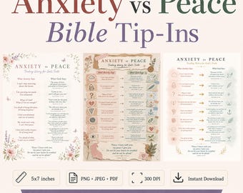 Suggerimenti biblici / Ansia vs Pace Pagina di diario delle Scritture, Collage di fede stampabile Devozionale