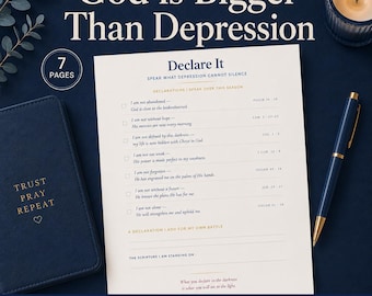 Foglio di versetto biblico per superare la depressione / Bibbia stampabile per raccoglitori di guerra / Foglio di lavoro cristiano in PDF