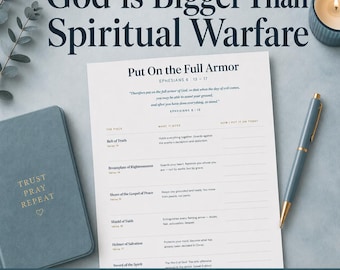 Scheda di lavoro biblica sulla guerra spirituale / Raccoglitore di guerra stampabile / Studio delle Scritture cristiane in PDF