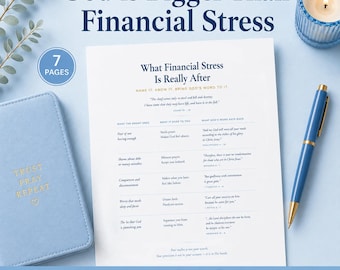 Scheda di lavoro biblica sullo stress finanziario / Bibbia stampabile per raccoglitori di guerra / Studio cristiano in PDF