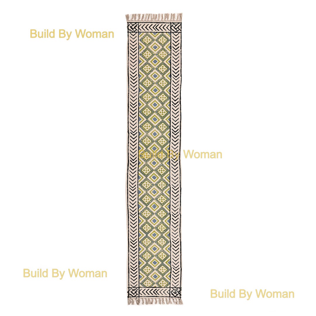 1x6 Table Runner Block Print Rug Washable and Durable Pure Cotton Hand ...