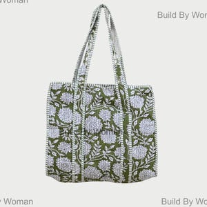 Handprinted Quilted Tote Bags | Boho Overnight Weekender Beach Tote Bag | Eco Friendly Shopping Grocery Travel Bags For Girls and Women