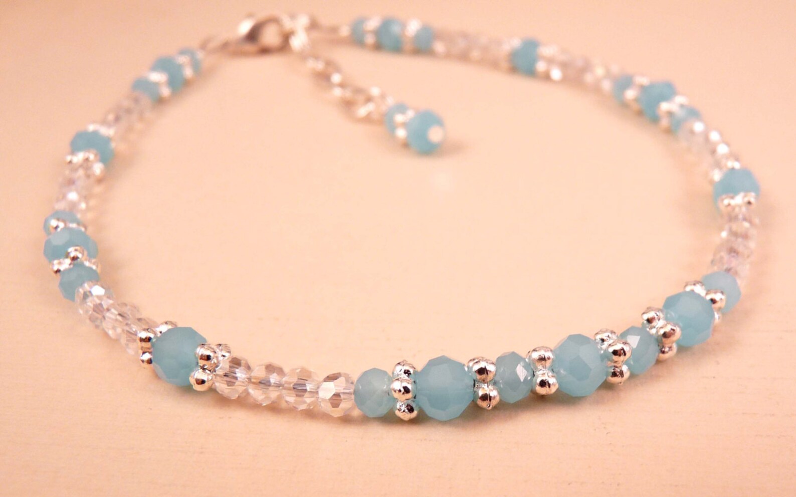 Crystal Anklet Beaded Anklet Crystal Ankle Bracelet Blue Etsy