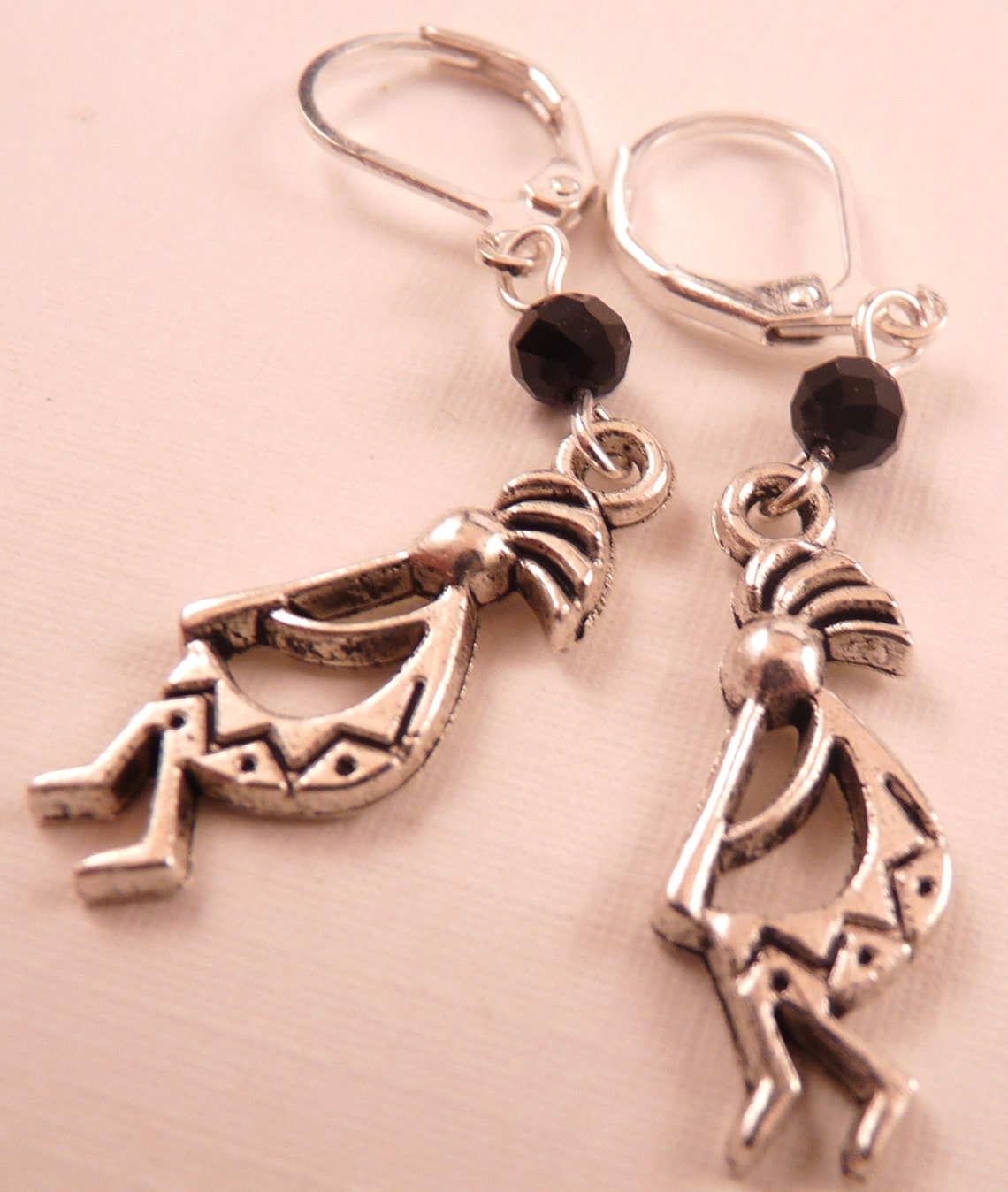 Kokopelli Earrings Silver Earrings Kokopelli Jewelry Beaded Etsy