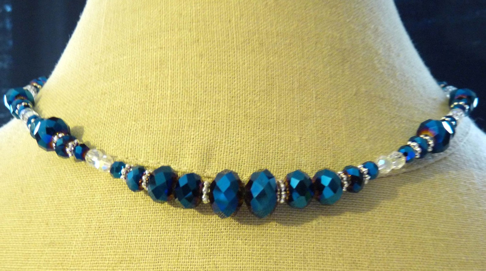 Crystal Necklace Beaded Necklace Blue Necklace Beaded Earrings Etsy