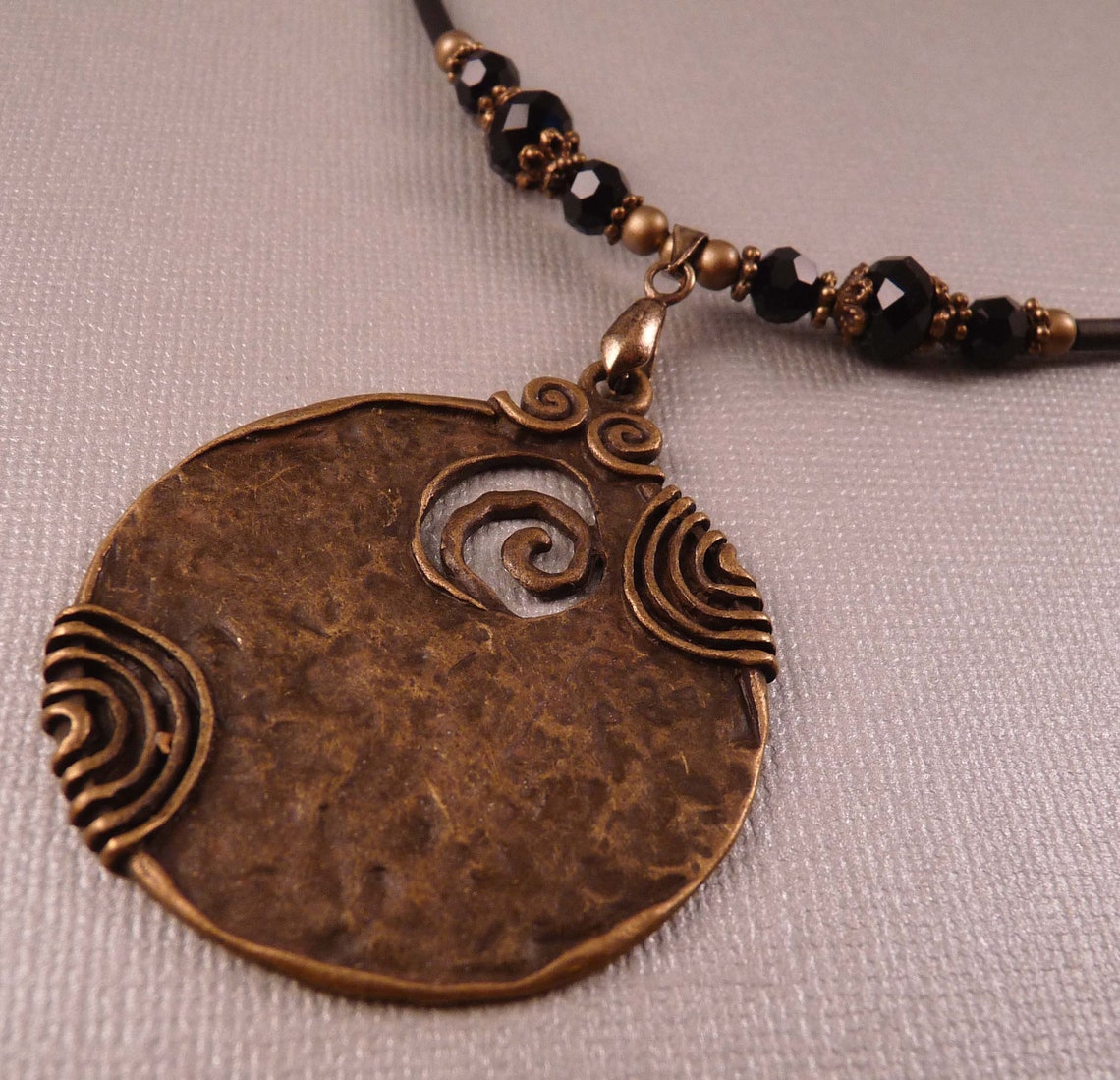 Brass Necklace Brass Jewelry Black Jewerly Beaded Jewelry Etsy